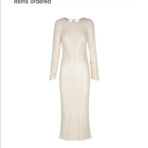 Selling long sleeve midi Shona Joy full sequin dress with open back